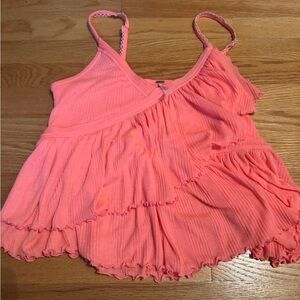 Free people hot pink ruffle tank top